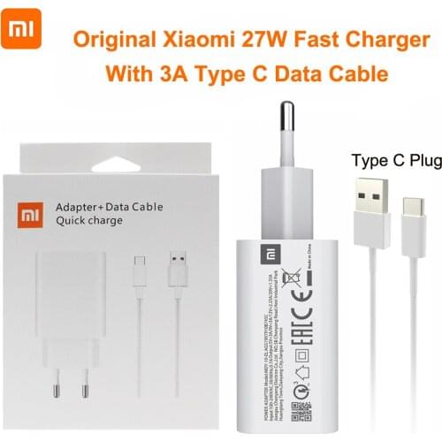 Xiaomi Fast Charger 27W Original EU QC 4.0 Turbo Quick Charge Adapter Usb Type C Cable For Mi 9 9t Pro K20 Pro Mi Note 10 Lite
