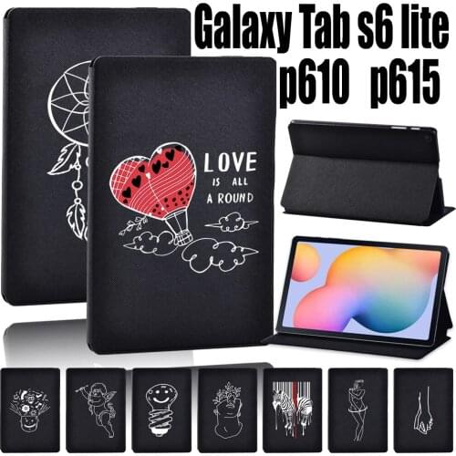 Tablet Case for Samsung Galaxy Tab S6 Lite P610/P615 10.4 Inch Tablet PU Leather Stand Cover Case + Free Stylus