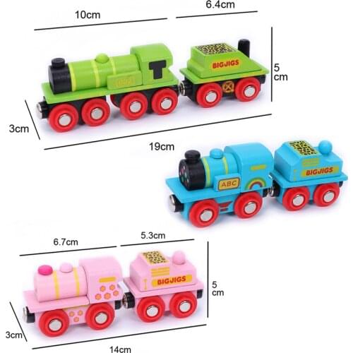 Wooden magnetic train link train cabin can be connected to wooden train track toy childrens puzzle hand push delicate toy car