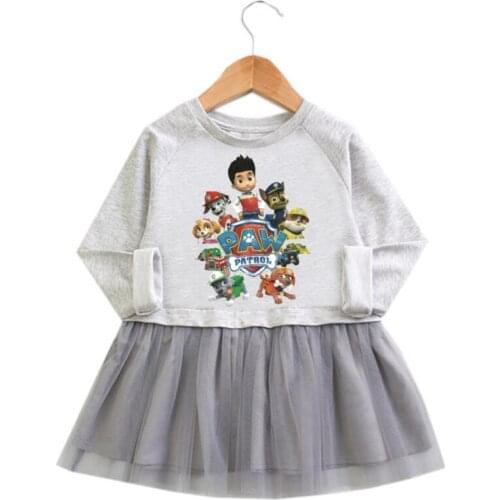 Paw Patrol Girls Princess Long Sleeve Dresses Spring Autumn Baby Cotton Dress Clothing Dancing Children Clothes