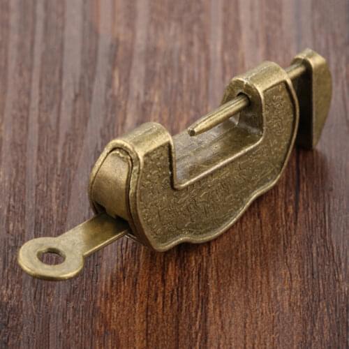 DRELD Antique Chinese Old Padlock Wooden Box Lock Jewelry Chest Wood Box Padlock for Suitcase Drawer Cabinet Door Hardware Locks