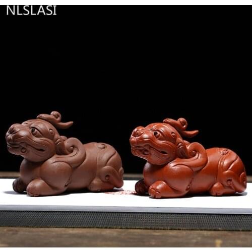 1PCS Handmade Purple Clay Tea pet Lucky Animal tea Figurine Desktop Ornaments Boutique Tea Set Accessories Crafts Gifts