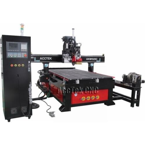 Cnc router machine for wood atc 1325 with the side of rotary axis/ acctek router for wood auto tool change for wood door