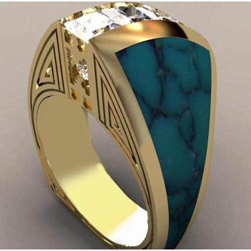 Anillo Vintage Big Crystal Stone Ring Fashion Yellow Gold Ring Wedding Band Promise Love Engagement Rings For Women