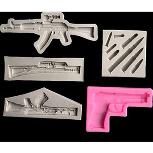 Cool Gun Bullet Shape Silicone Mold Resin for DIY Clay Mold Home Decor DIY Cake Chocolate Fondant Moulds Lace Decoration