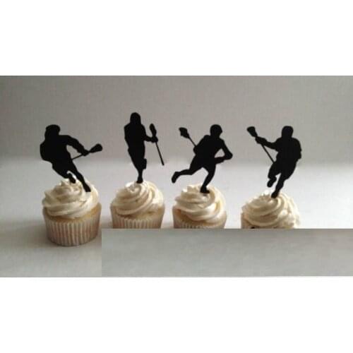 Lacrosse Silhouette Cupcake Toppers Party Picks baby shower wedding birthday toothpicks decor