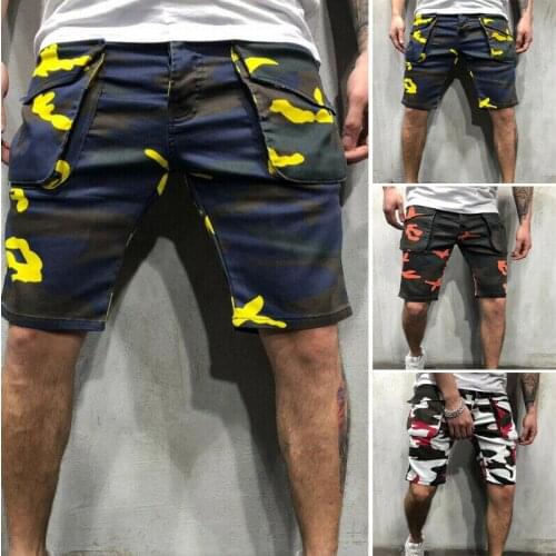 Men Loose Shorts Camouflage Pocket Casual Athletic Workout Jogging Sports Pants