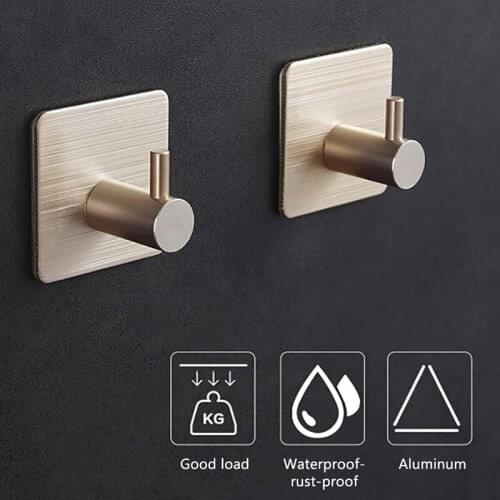 1Pcs Self Adhesive Home Kitchen Wall Door Hook Key Holder Rack Towel Hanger Bathroom Rack Hooks Aluminum