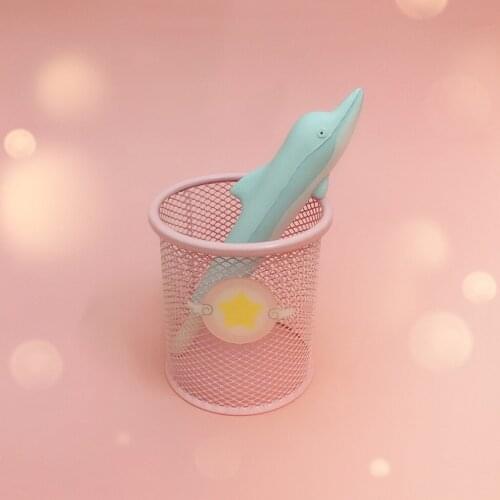 2020 New Creative Kawaii Dolphin Pen Cap Sticky Slow Rising Pencil Holder Soft Toy Decompression toys slow rebound PU toys