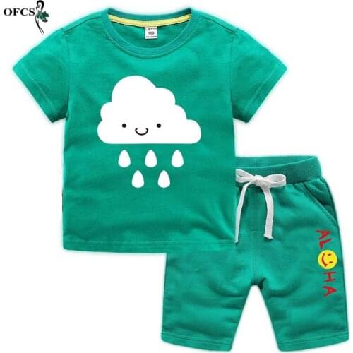 New Retail Baby Clothes Suit Summer Boys Girls Infant Cotton Cartoon Short T-shirt + Fashion Sports Shorts Children Outfits 2-12