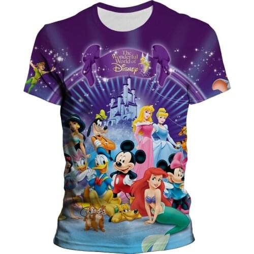 New Disney 3D Print Mickey Mouse Men T shirt Minnie cartoon Tops Cute kawaii Summer casual oversized Women Children T-shirts