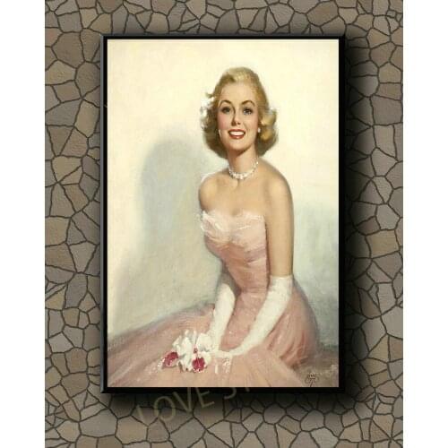 P013 Vintage Beautiful Pin-up Girl Classic Picture 114 Silk Fabric Poster Art Decor Indoor Painting Gift