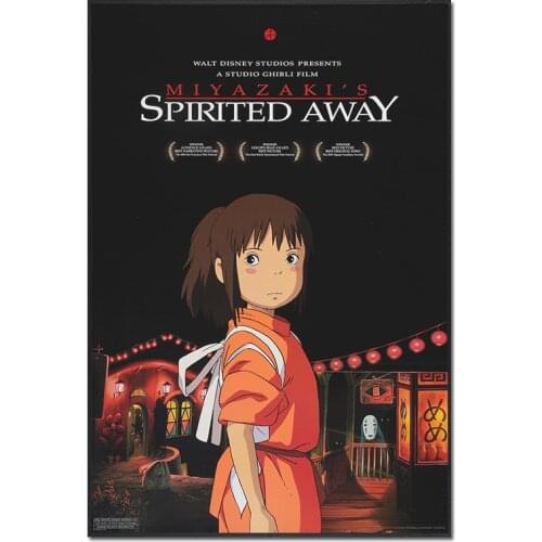Spirited Away Movie Poster Anime A Voyage of Chihiro Canvas Art Prints Miyazaki Hayao Comic Art Kids Bedroom Decor Silk Picture