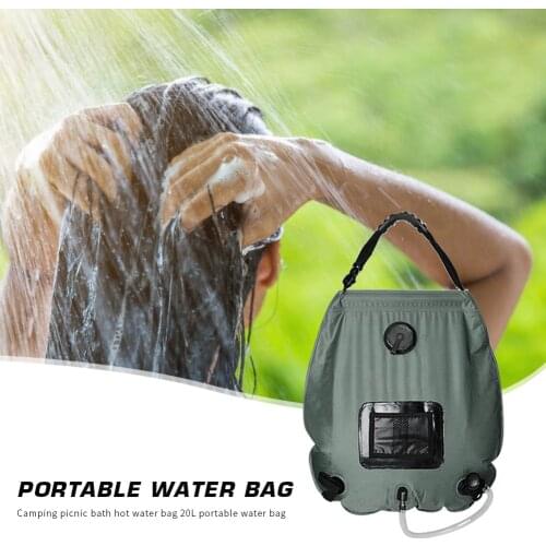 20L Portable Camping Bag Solar Heated Shower Bath PVC Outdoor Sports Hiking Trave Water Storage Bag