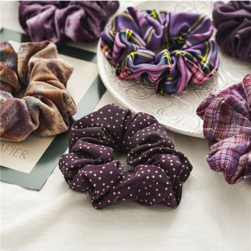 Sweet plaid elastic hair band decoration accessories headband rubber purple headbands for women accesorios bandeau tiara