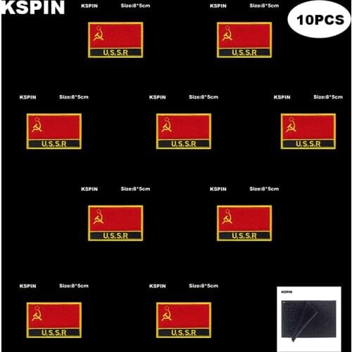 Rectangle National Flag Patch Hook Loop USSR Badges Armband 3D Stick on Jacket Backpack Stickers