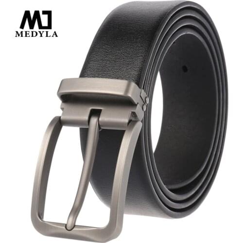 MEDYLA Cowskin Belt Men Accessories Cowboy Genuine Leather Belts For Men Vintage Pin Buckle Mens Belts Gift For Man LY4020