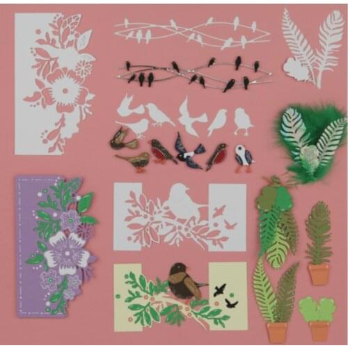 Mmao Crafts Metal Steel Cutting Dies New Flower border bird Stencil For DIY Scrapbooking Paper/photo Cards Embossing Dies