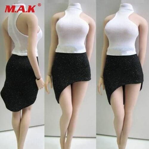 1:6 scale female girl woman young lady sexy clothes white slim vest with black dress suit model for 12" TBL PH JO action figure