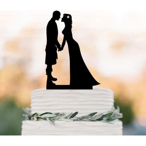 Scottish Groom kilt and Bride Wedding Cake topper,Mr and Mrs silhouette cake topper, unique wedding cake topper Decor Supplies