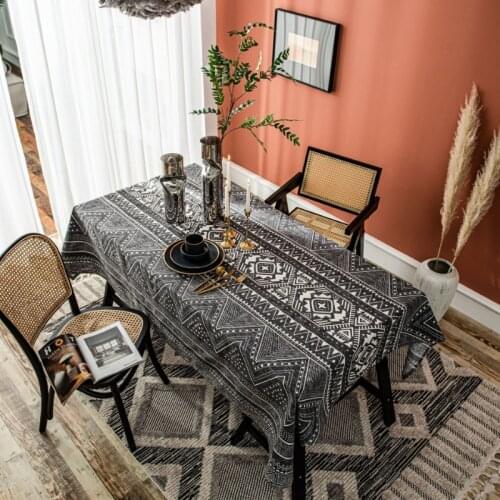 Pastoral Country Style Geometric Triangle Printed Tablecloth Cotton Linen Rectangular Dining Table Coffee Tea Table Cover Cloth