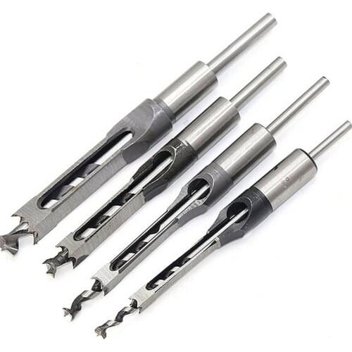 HSS Square Hole drill bit Metric Mortising Chisel Woodworking Drill Bit Cutter Tool 1/2' 3/8' 5/16' 1/4' wood drill