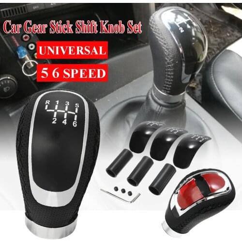 Universal 5 6 Speed Gear Shift Knob MT Gearshift Knob with 3 Interchangeable Caps Gear Stick Shift Knob Replacement