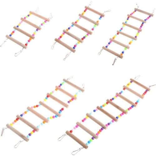 1 Pc Birds Pets Parrots Ladders Climbing Toy Hanging Colorful Balls With Natural Wood Pet Supplies