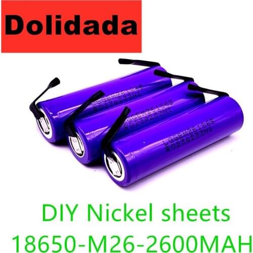 100% Original M26 2600mAh 10A 18650 li-ion Rechargeable battery 2600 mah battery safe DIY Nickel sheets