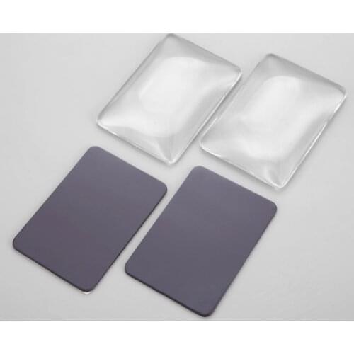 2sets Rectangle Clear glass dome cabochon + Fridge Magnet Sticker DIY Craft Flat-back Jewelry making decoration cameo Hicello