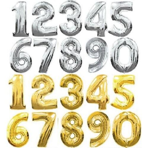 30 inches Gold&Silver Color Number Foil Balloons Digit Helium Ballons Birthday Party Wedding Decor Air Baloons Event Party