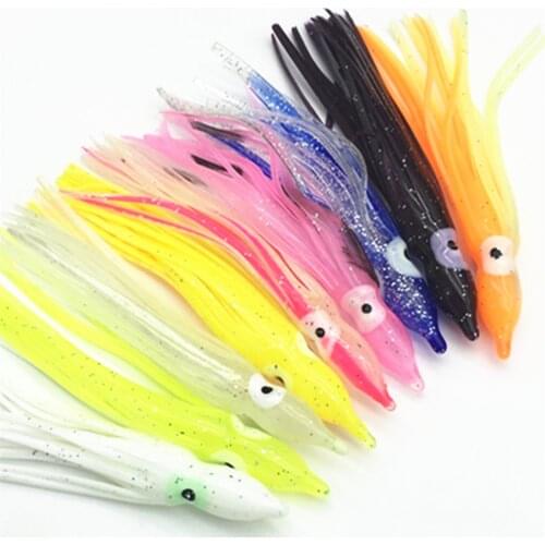 30 Pcs*9cm Luminous Fishing octopus skirt squid lure octopus Jig soft bait squid lures
