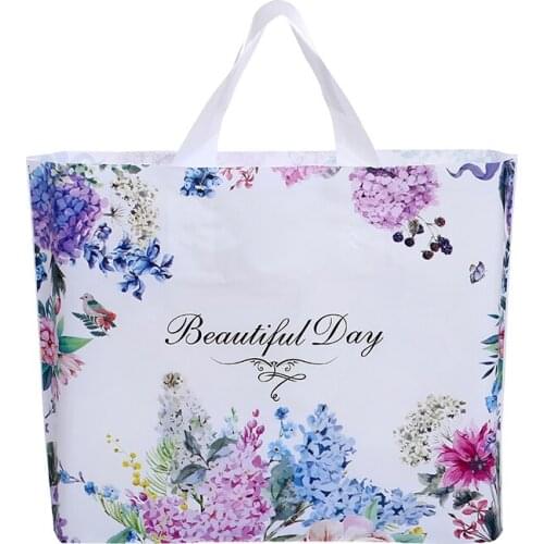 50 Pcs fashion Flower Plastic Gift Bags With Handles Plastic Packaging For Mini Jewelry Christmas Gift Pouches Shopping Bag Dec