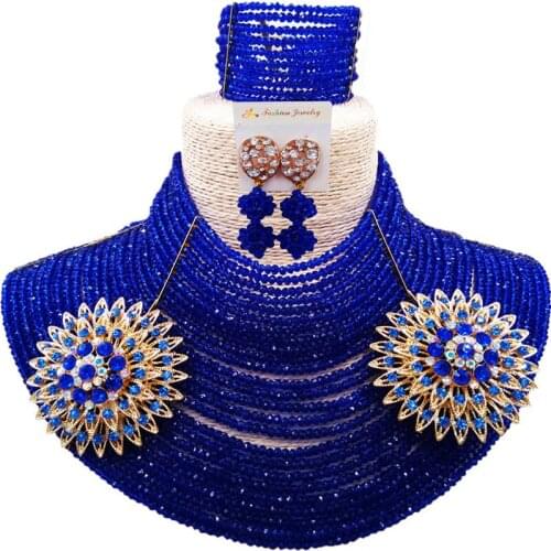 ACZUV Chocker 25 Rows 4mm Crystal Beaded Necklace African Jewelry Set Nigerian Wedding Bridal Jewelry Sets 25C-004