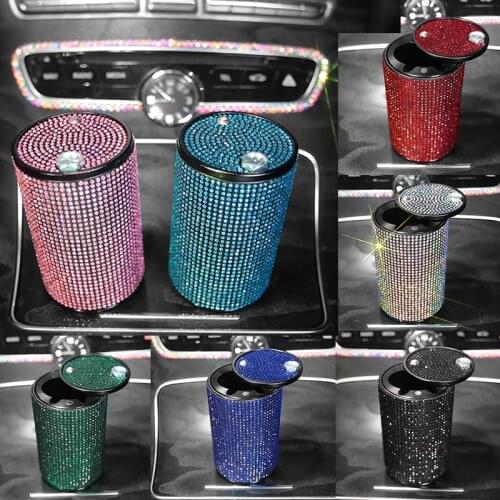 Diamond Car Ashtray Universal For Girl Women Crystal Rhinestone Ashtray Auto Interior Decor Accessories