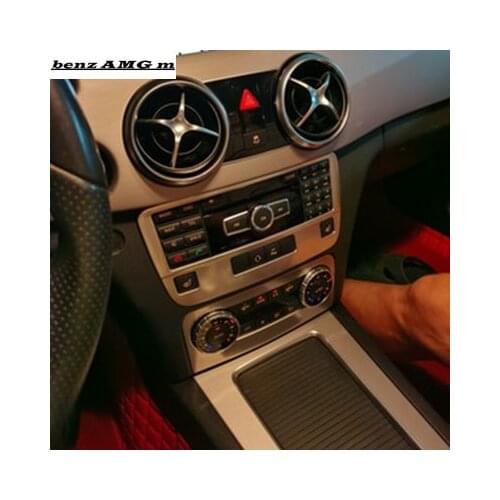 Car Styling Carbon fiber Air Conditioning CD panel Volume Mode Frame Decoration Covers Stickers Trim For Mercedes Benz GLK X204