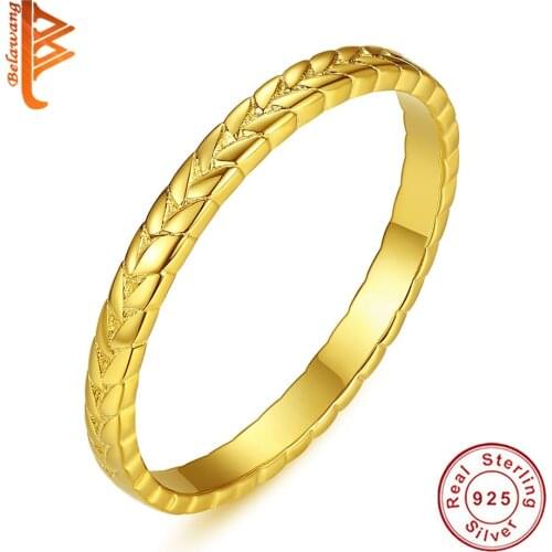 BELAWANG Knot Infinity Promise Finger Rings for Women Gold Color 925 Sterling Silver Wedding Promise Jewelry Original Design