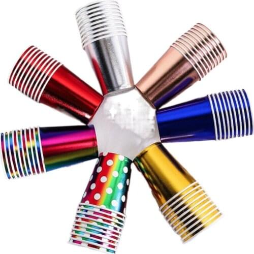 Bronzing Paper Cups Childrens Birthday Party Decorations Holiday Party Supplies Cups Disposable Tableware Set Cute Cups