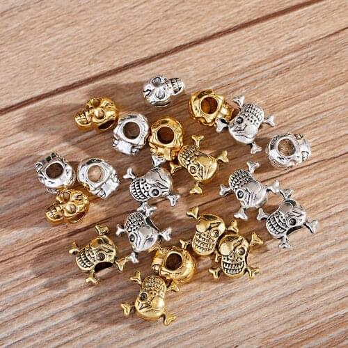 5pcs Punk Skull Beads For Bracelets Beaded Alloy Bead DIY Jewelry Making Vintage Skull Paracord Beads Personality Hang Pendant