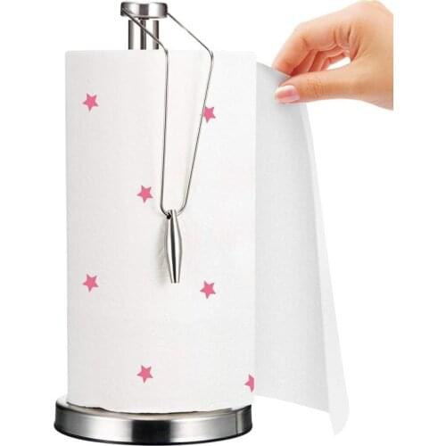 Paper Towel Holder Stainless Steel Paper Towel Holder with Non-Slip Mat Fits Standard and Jumbo-Sized Rolls for Kitchen Countert