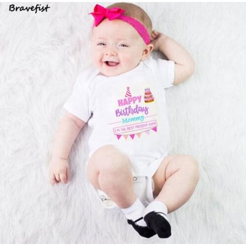 New 0-24M Baby Boys Girls Romper Newborn Jumpsuits Short Sleeve HAPPY BIRTHDAY DADDY Infant Clothes Outwear Tees Outfits Tops