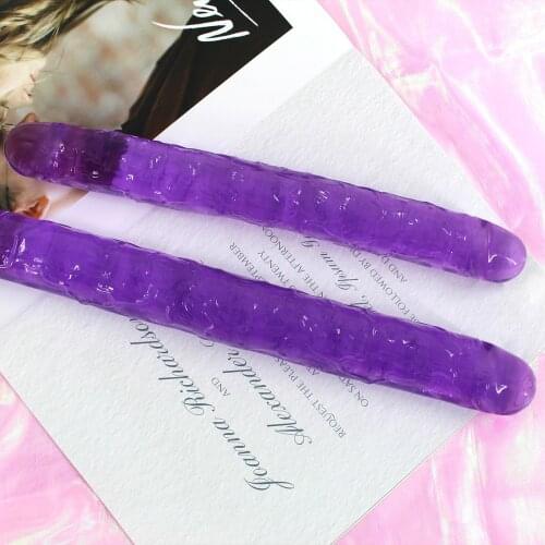 Double Long 34cm Soft Jelly Dildo Realistic Dildos Cock Lesbian Vaginal Anal Plug Flexible Fake Penis For Women Dildos Sex Toys