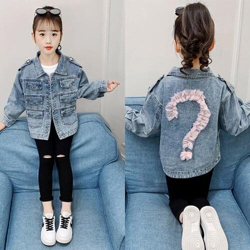 Girls demin jacket 3-13T kids spring warm jacket teenage fashionable cartoon coat autumn baby girls tops kids jeans baby outwear
