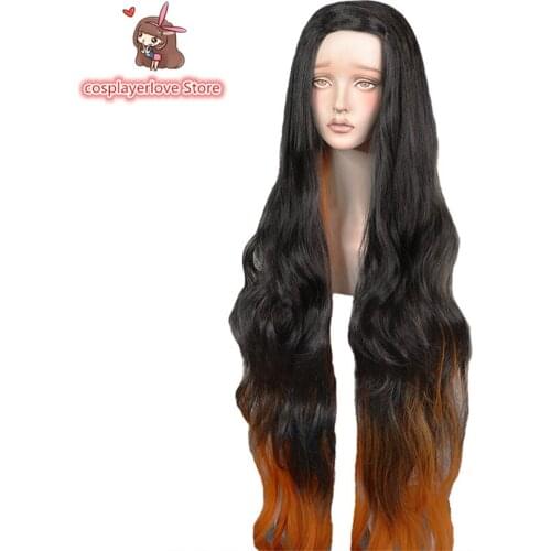 Demon Slayer: Kimetsu no Yaiba Kamado Nezuko black brown long curly hair Headwear for cosplay costume Halloween Carnival Costume