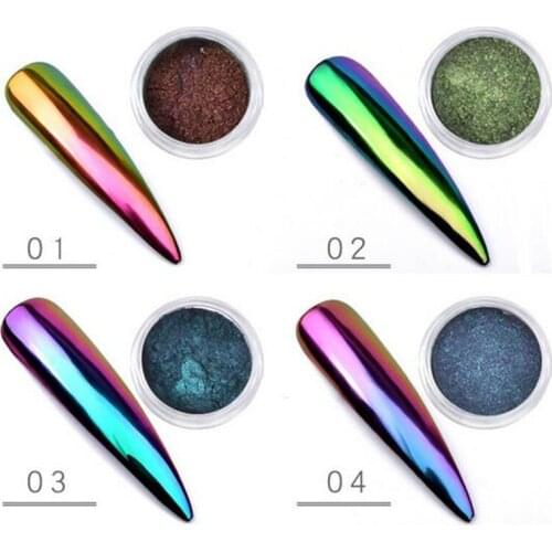 Hot 200pcs 0.3g Chameleon Mirror Nail Glitters Powder DIY Nail Chrome Pigment Dust Manicure Nail Art Decoration Tools