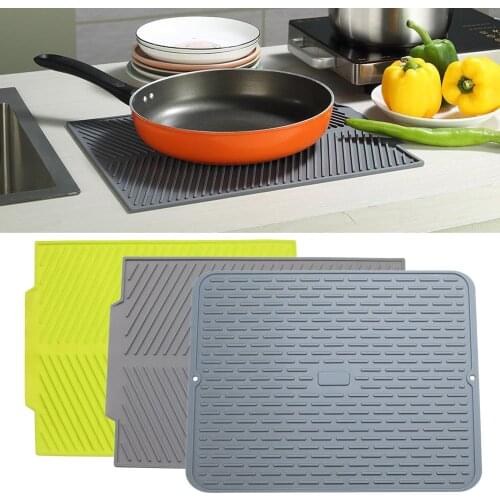 43x33.5cm Kitchen Silicone Dish Drying Mat Draining Pad Trivet Drawer liner
