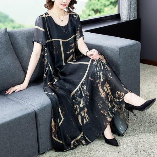 2020 summer new high-end loose party dress long large size bohemian retro printed dress elegant and comfortable