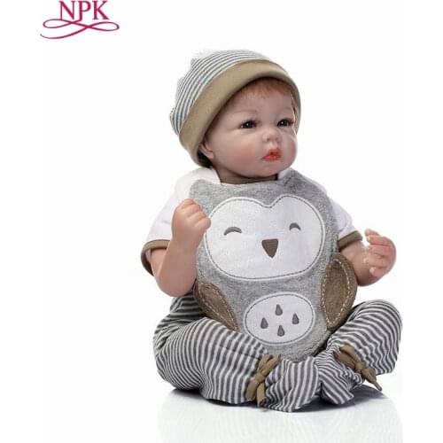 NPK very soft 22inches 55cm reborn baby doll lifelike soft silicone vinyl real gentle touch grey doll Free shipping