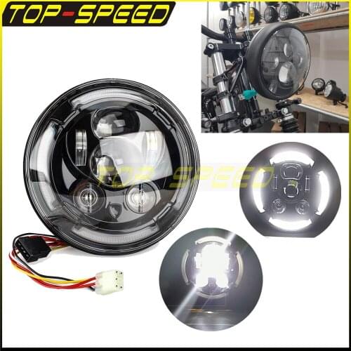 12V Front Motorcycle LED Headlight Assembly DRL High/Low For 2016 -2018 Scrambler Café Racer Scrambler Classic Desert Sled