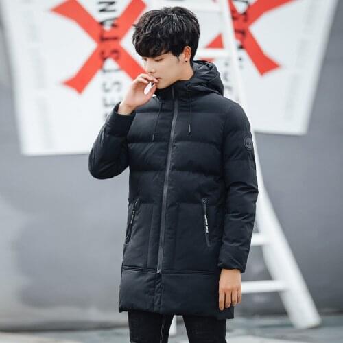 Zipper Casual Winter Warm Long Sleeve Outwear Parka Pockets Fashion Overcoats Solid Puffer Coats New Male Long Hooded Coat